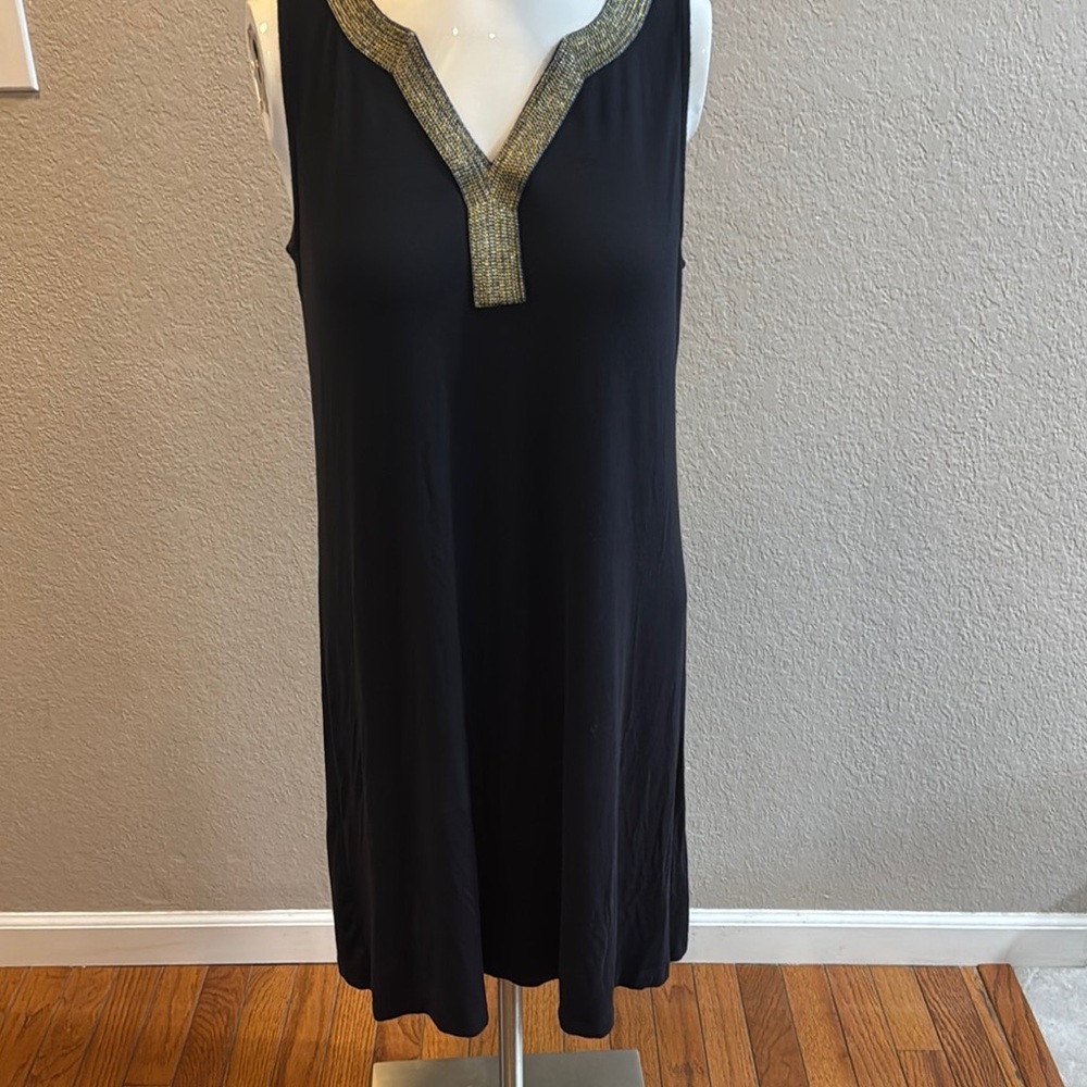 Charming Charlie Black Dress with Gold Accents